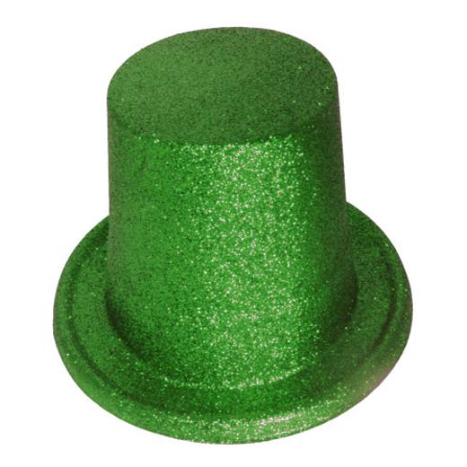 Main image of Dark Green Glitter Tall Top Hat